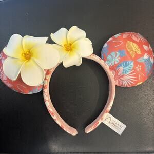 Disney Aulani Plumeria Hawaiian Flower Minnie Ears Pink Tropical